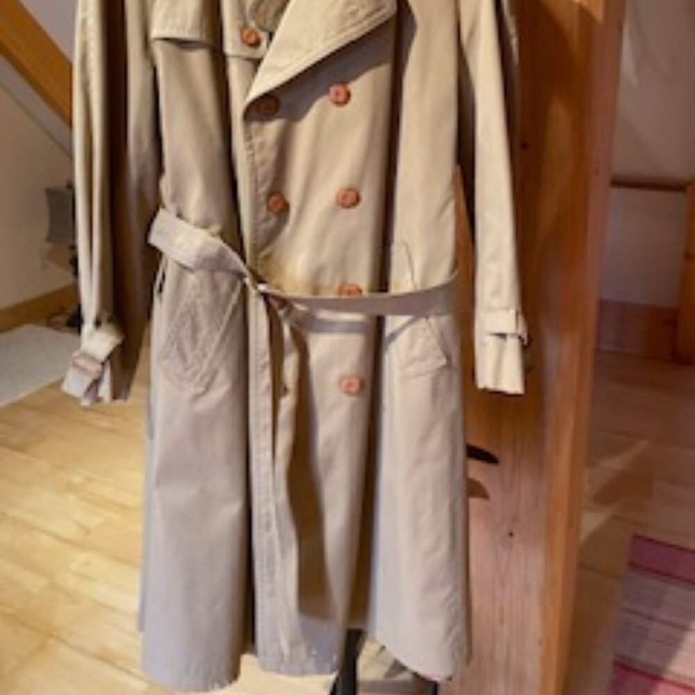 Europe Craft Vintage Trench Coat Beige Dress Coat Removable Wool Liner, Med / L - Picture 2 of 14